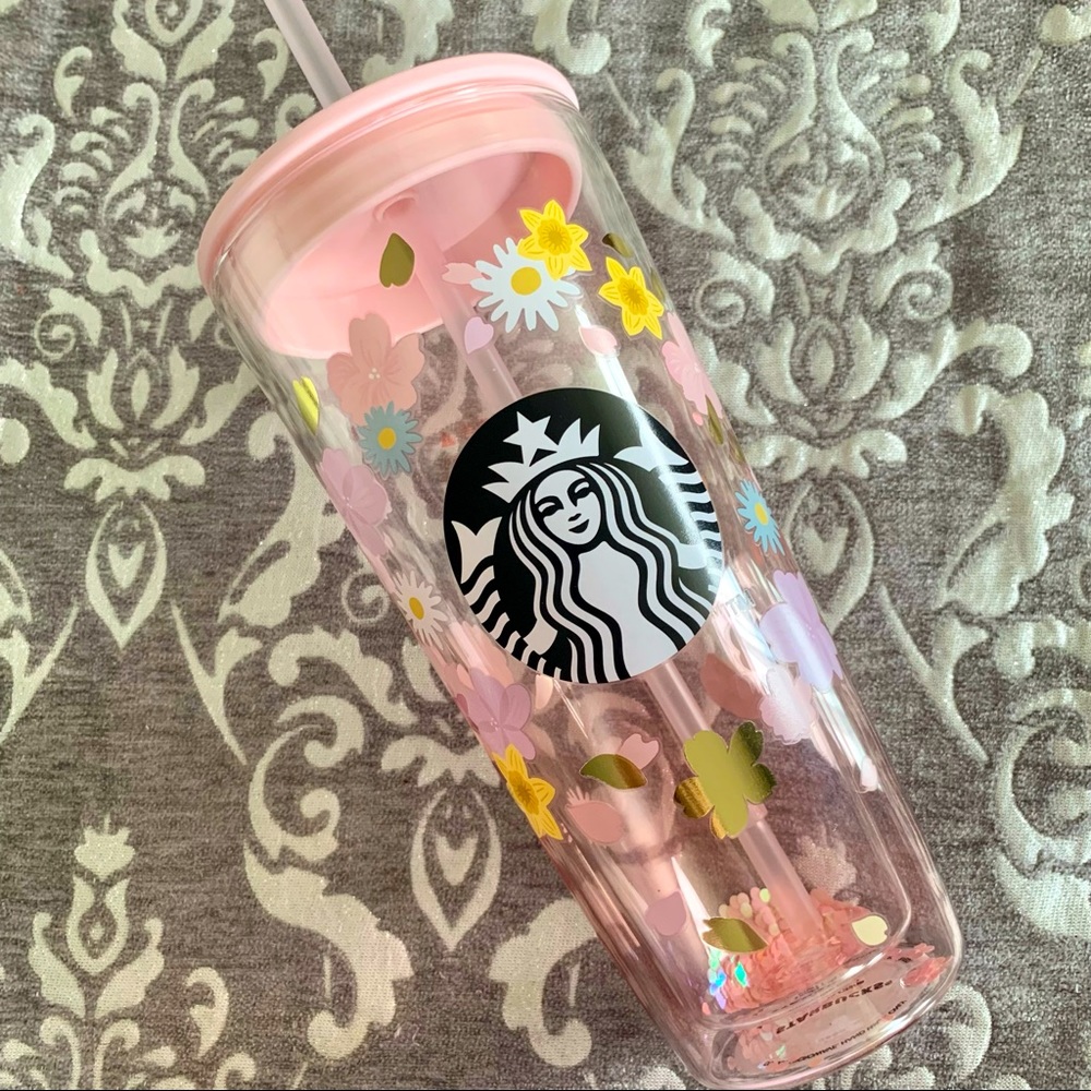 🤩 Starbucks Glitter Glass Sakura Blossom Tumbler
